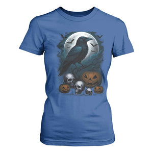 Halloween Gothic Raven T Shirt For Women Full Moon Horror Art TS12 Royal Blue Print Your Wear