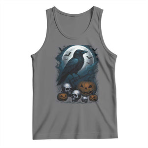 Halloween Gothic Raven Tank Top Full Moon Horror Art TS12 Black Heather Print Your Wear