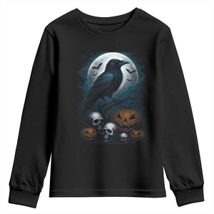 Halloween Gothic Raven Youth Sweatshirt Full Moon Horror Art TS12 Black Print Your Wear