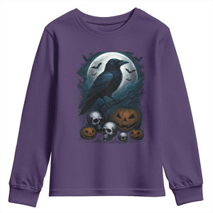 Halloween Gothic Raven Youth Sweatshirt Full Moon Horror Art TS12 Purple Print Your Wear