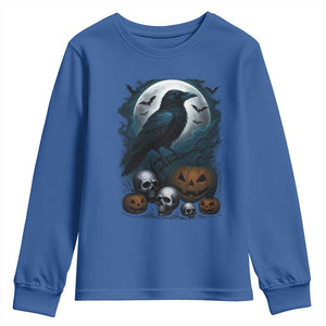 Halloween Gothic Raven Youth Sweatshirt Full Moon Horror Art TS12 Royal Blue Print Your Wear