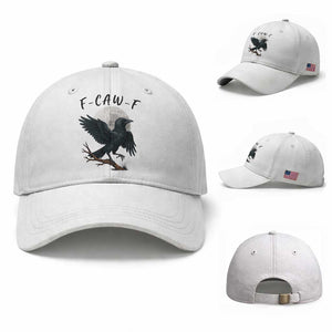 Funny Raven Bird Full Moon Art F Caw F Joke Baseball Cap TS12 Baseball Cap Universal Fit White Print Your Wear