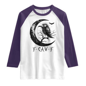 Funny Raven Bird Raglan Shirt F Caw F Joke Moon Sarcastic Humor Art TS12 White Purple Print Your Wear