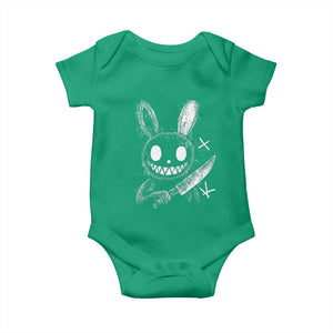 Funny Creepy Bunny With Knife Baby Onesie Cute Horror Aesthetic TS12 Irish Green Print Your Wear