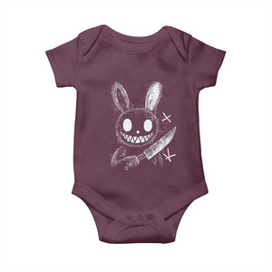Funny Creepy Bunny With Knife Baby Onesie Cute Horror Aesthetic TS12 Maroon Print Your Wear