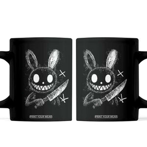 Funny Creepy Bunny With Knife Coffee Mug Cute Horror Aesthetic TS12 Black Print Your Wear
