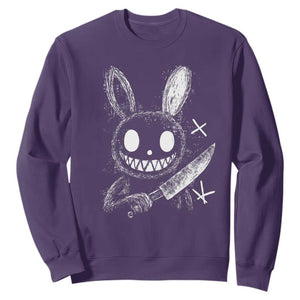 Funny Creepy Bunny With Knife Sweatshirt Cute Horror Aesthetic TS12 Purple Print Your Wear