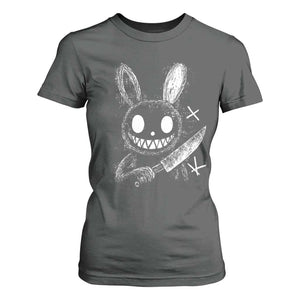 Funny Creepy Bunny With Knife T Shirt For Women Cute Horror Aesthetic TS12 Dark Heather Print Your Wear
