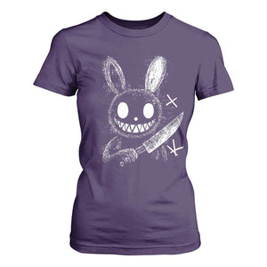 Funny Creepy Bunny With Knife T Shirt For Women Cute Horror Aesthetic TS12 Purple Print Your Wear