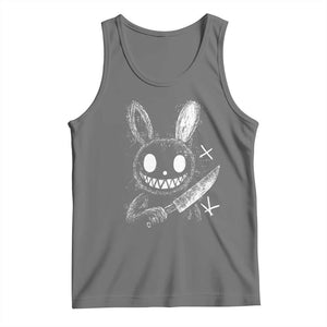 Funny Creepy Bunny With Knife Tank Top Cute Horror Aesthetic TS12 Black Heather Print Your Wear