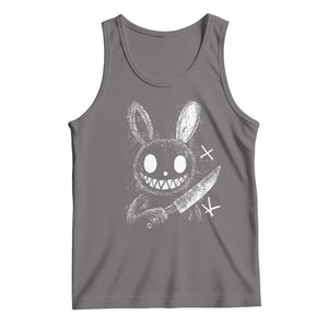 Funny Creepy Bunny With Knife Tank Top Cute Horror Aesthetic TS12 Deep Heather Print Your Wear