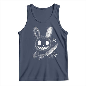 Funny Creepy Bunny With Knife Tank Top Cute Horror Aesthetic TS12 Navy Print Your Wear