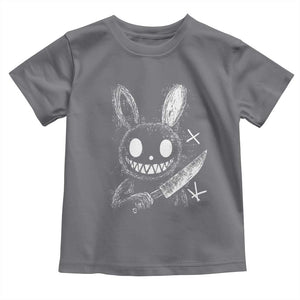 Funny Creepy Bunny With Knife Toddler T Shirt Cute Horror Aesthetic TS12 Charcoal Print Your Wear