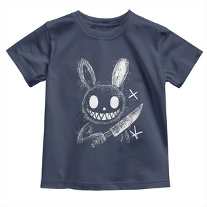 Funny Creepy Bunny With Knife Toddler T Shirt Cute Horror Aesthetic TS12 Navy Print Your Wear
