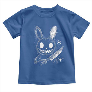 Funny Creepy Bunny With Knife Toddler T Shirt Cute Horror Aesthetic TS12 Royal Blue Print Your Wear