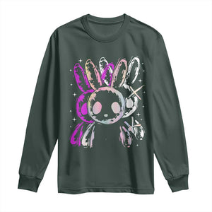 Horror Cute Bunny Rabbit Long Sleeve Shirt Horror Aesthetic TS12 Dark Forest Green Print Your Wear