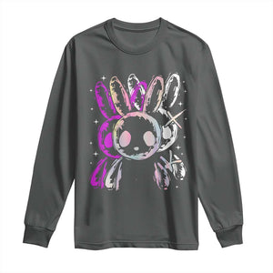 Horror Cute Bunny Rabbit Long Sleeve Shirt Horror Aesthetic TS12 Dark Heather Print Your Wear