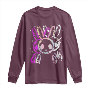 Horror Cute Bunny Rabbit Long Sleeve Shirt Horror Aesthetic TS12 Maroon Print Your Wear