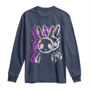 Horror Cute Bunny Rabbit Long Sleeve Shirt Horror Aesthetic TS12 Navy Print Your Wear