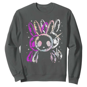 Horror Cute Bunny Rabbit Sweatshirt Horror Aesthetic TS12 Dark Heather Print Your Wear