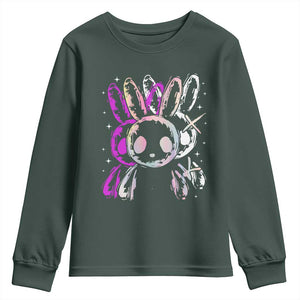 Horror Cute Bunny Rabbit Youth Sweatshirt Horror Aesthetic TS12 Dark Forest Green Print Your Wear