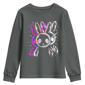 Horror Cute Bunny Rabbit Youth Sweatshirt Horror Aesthetic TS12 Dark Heather Print Your Wear