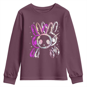 Horror Cute Bunny Rabbit Youth Sweatshirt Horror Aesthetic TS12 Maroon Print Your Wear