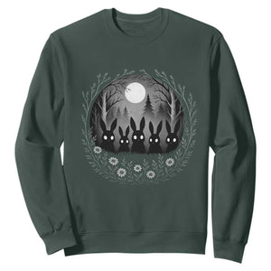 Creepy Cute Bunny Rabbits Sweatshirt Dark Horror Aesthetic TS12 Dark Forest Green Print Your Wear
