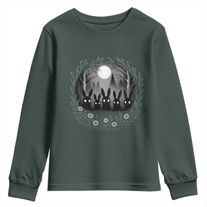 Creepy Cute Bunny Rabbits Youth Sweatshirt Dark Horror Aesthetic TS12 Dark Forest Green Print Your Wear