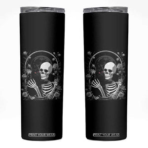 Funny Full Moon Horror Art Skinny Tumbler Skeleton Hug Maine Coon Cat TS12 Black Print Your Wear