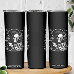 Funny Full Moon Horror Art Skinny Tumbler Skeleton Hug Maine Coon Cat TS12 Print Your Wear