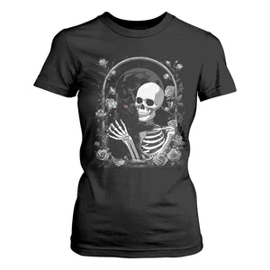 Funny Full Moon Horror Art T Shirt For Women Skeleton Hug Maine Coon Cat TS12 Black Print Your Wear