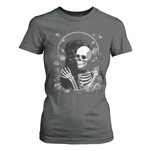 Funny Full Moon Horror Art T Shirt For Women Skeleton Hug Maine Coon Cat TS12 Dark Heather Print Your Wear