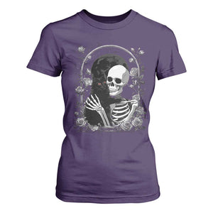 Funny Full Moon Horror Art T Shirt For Women Skeleton Hug Maine Coon Cat TS12 Purple Print Your Wear