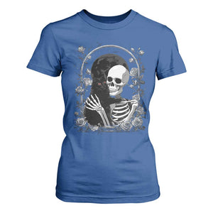 Funny Full Moon Horror Art T Shirt For Women Skeleton Hug Maine Coon Cat TS12 Royal Blue Print Your Wear