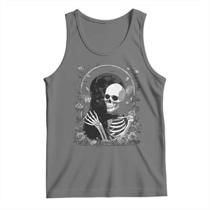 Funny Full Moon Horror Art Tank Top Skeleton Hug Maine Coon Cat TS12 Black Heather Print Your Wear