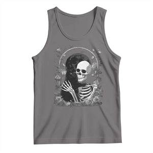 Funny Full Moon Horror Art Tank Top Skeleton Hug Maine Coon Cat TS12 Deep Heather Print Your Wear