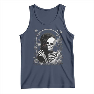 Funny Full Moon Horror Art Tank Top Skeleton Hug Maine Coon Cat TS12 Navy Print Your Wear