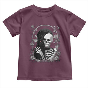 Funny Full Moon Horror Art Toddler T Shirt Skeleton Hug Maine Coon Cat TS12 Maroon Print Your Wear