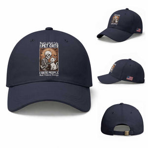 Funny Skeleton Cat Baseball Cap Thats What I Do I Pet Cats I Hate People And I Know Things TS12 Baseball Cap Universal Fit Navy Print Your Wear
