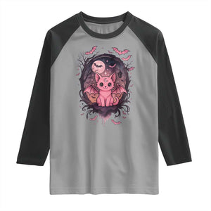 Cute Pastel Goth Bat Cat Raglan Shirt Funny Gothic Halloween Art TS12 Sport Gray Black Print Your Wear