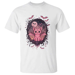 Cute Pastel Goth Bat Cat T Shirt Funny Gothic Halloween Art TS12 White Print Your Wear