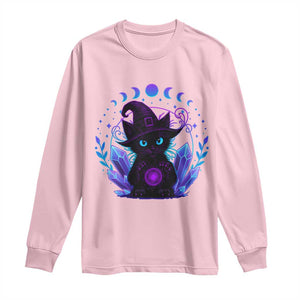 Witchy Black Cat Long Sleeve Shirt Funny Spellcasting Pastel Goth Aesthetic TS12 Light Pink Print Your Wear