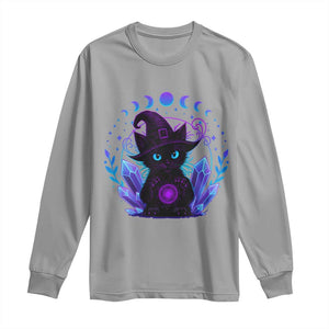 Witchy Black Cat Long Sleeve Shirt Funny Spellcasting Pastel Goth Aesthetic TS12 Sport Gray Print Your Wear