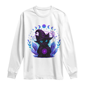 Witchy Black Cat Long Sleeve Shirt Funny Spellcasting Pastel Goth Aesthetic TS12 White Print Your Wear