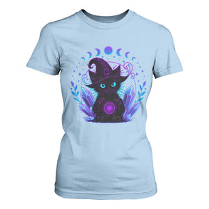 Witchy Black Cat T Shirt For Women Funny Spellcasting Pastel Goth Aesthetic TS12 Light Blue Print Your Wear