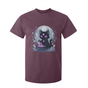 Witchy Black Cat T Shirt For Kid Brewing Magic Funny Pastel Goth Art TS12 Maroon Print Your Wear