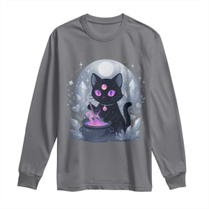 Witchy Black Cat Long Sleeve Shirt Brewing Magic Funny Pastel Goth Art TS12 Charcoal Print Your Wear