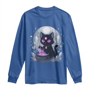 Witchy Black Cat Long Sleeve Shirt Brewing Magic Funny Pastel Goth Art TS12 Royal Blue Print Your Wear