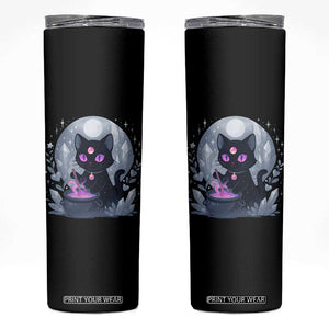 Witchy Black Cat Skinny Tumbler Brewing Magic Funny Pastel Goth Art TS12 Black Print Your Wear